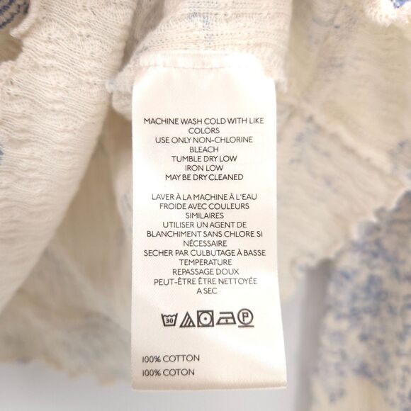 Free People NWOT We the Free Clover Printed Thermal Tee Size M blue floral - Picture 8 of 10